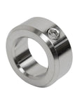 Built Like A Tank 5/8 Bore Stainless Steel Set Screw Shaft Collar With Locked Down Grip Design Featuring 1 1/8 OD And Half Inch Width For Heavy Machinery Setup In A Tough 4 Pack Bundle - close-up of stainless shaft collar.