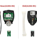 Comparison of new and old RPLIDAR A1M8 2D 360 Degree LIDAR Sensor models with components visible, highlighting design differences.