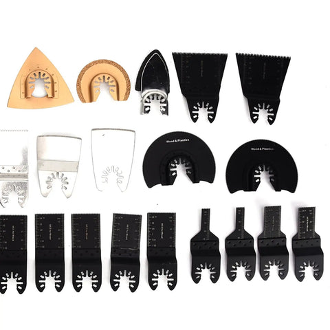Heavy Duty Oscillating Tool Blades Kit Carbon Steel Multitool Blades for Metal and Wood displayed on white background