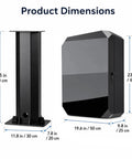 Tough as Nails EV Charger Enclosure Outdoor Pedestal dimensions 31.5 in height, 19.6 in width, tank grade steel construction.