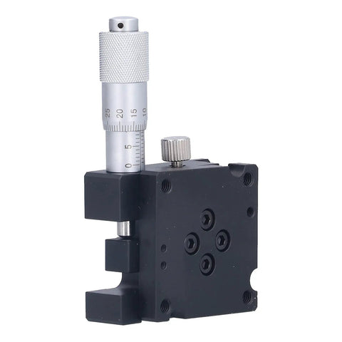 Rotary Positioning Stage 40x40mm Aluminum Alloy Plus Minus 10 Degree FineTune Rotation Table With Micrometer Rotary Feed shown side view