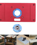Premium Aluminum Router Table Insert Plate For Woodworking Benches Fits Rt0700c Router Trimmer Includes Heavy Duty Drill Chuck Built Like A Boss Zero Drama Pro Shop Kit, top view with measurements.