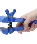 50mm Hand Vise For Machinists And DIYers, Cast Steel Clamp Tool With Locking Jaw And Non Slip Grips, Precise Clamping For Lightweight Workpieces, Great For Maintenance, Milling, And Small Scale Projects, blue hand vise in hand