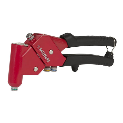 Side view of Swivel Head One-Hand Rivet Gun Kit For Metal And Auto Repair Easy Grip Manual Riveter Set