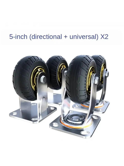 Four 8 Inch Heavy Duty Caster Wheels Set With Universal Swivel And Directional Brake, No Squeak Rubber Rolling