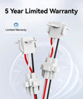 No Fuss Quick Connect Smoke Detector Adapter For Easy Retrofit And Wiring Harness Replacement Make Hardwired Smoke And CO Alarms GS562A Compatible Simple Install Six Pack Bundle For Faster Home Upgrades shown with wiring harness and 5-year warranty text