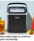 Dual Size Countertop Ice Maker For Home And Office, Fast 9 Ice Cubes In 7 Minutes, Large Or Small Bullet Ice, Self Cleaning