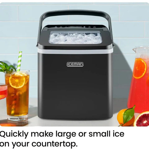 Dual Size Countertop Ice Maker For Home And Office, Fast 9 Ice Cubes In 7 Minutes, Large Or Small Bullet Ice, Self Cleaning
