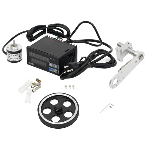 Digital Measuring Wheel With Feet And Meters Counter For Wire Cable Fabric Tracking Heavy Duty Rolling Length Gauge parts and display.
