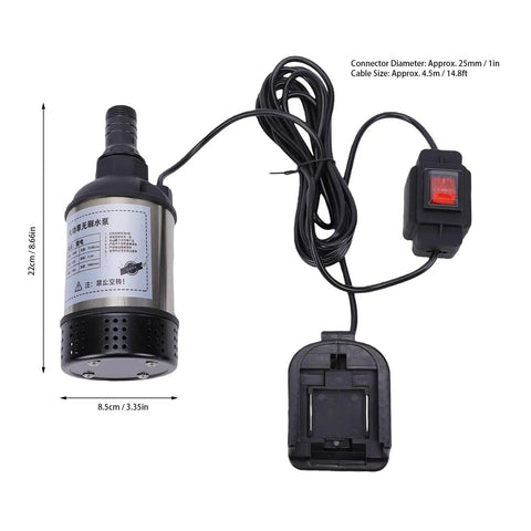 Heavy Duty Cordless Submersible Sump Pump Slurps Up Standing Water In A Flash While Its Brushless Motor Runs Cool And Handles Flood Cleanup Effortlessly All Day Long with 4.5m cord and switch.