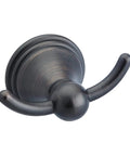Oil Rubbed Bronze 5 Piece Bathroom Hardware Set With Towel Ring Toilet Paper Holder 24 Inch Towel Bar 18 Inch Towel Bar And Robe Hook Durable Zinc Alloy Easy Install Includes Screws And Drywall Anchors robe hook close-up view.