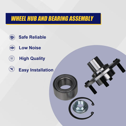 2 Pack Front Wheel Bearing And Hub Assembly For Ford Focus 2000 To 2011 Front Position With 4 Lug Bolts M12x1.5 Replacement