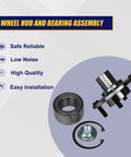 Front Wheel Bearing And Hub Assembly For Ford Focus 2000 To 2011 Replacement 518510 with 4 lug bolts and durable steel construction