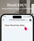 Smart WiFi Switch 1P+N AC90-240V 1-50A With Power Monitoring, Remote Control With Smart Life Tuya App, LCD Display, DIN Rail Mounted, Recloser Function, Power Data Export, FCC Certified app screen showing clear electricity data reset