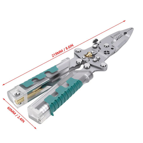 Aramox 10-In-1 Folding Wire Stripper Pliers Made Of Crv Steel For Awg 4 To 20 With Voltage Tester And Crimping Tool, 8.6in size