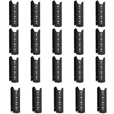 20 Pack Heavy Duty 2x6 Fence Brackets For Wood Rail And Deck Rail Posts, Post Mount Connectors, 18 Gauge Steel, Black Powder Coated, Fits 2x6 Lumber For Easy DIY