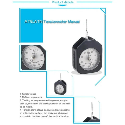 Dual Pointer Analog Tension Gauge For Precise Push And Pull Force Measurement From 30g To 500g With High Accuracy 0.02 N Wide Range Tension Gauge For Lab Shop And DIY Projects, black body