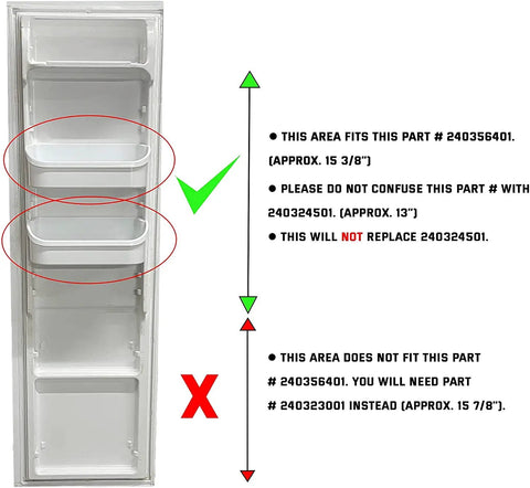 Two Pack Door Bin Replacement For Refrigerator Shelves 240356401 AP2116036 Fits Specific Refrigerator Models schematic