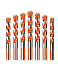 Triangular Tungsten Steel Drill Bit Featuring A Threaded Shank To Knock Out Clean Holes Through Concrete Marble Hardwood And Drywall in a set.