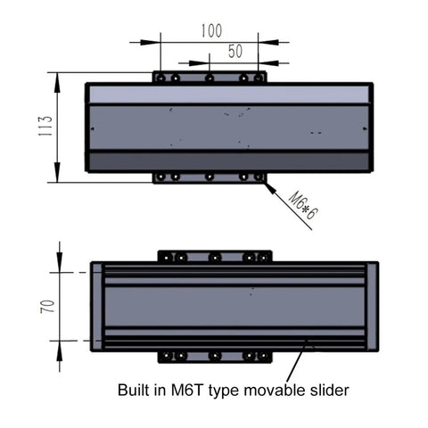 Built Tough Nema 23 Linear Rail Stage With Fully Enclosed Ball Screw Slide For Slick Xyz Axis Motion Control Aluminum Sliding Table Sfu1610 Acme Drive 3.2Nm Torque Motor And No Fuss 1300Mm Travel Kit dimensions showing movable slider