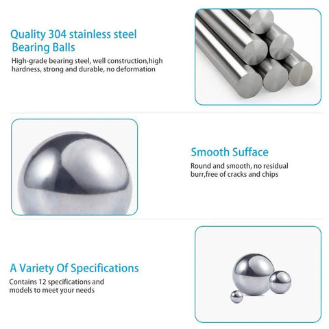 Close-up of 200 Pieces Precision 5mm Stainless Steel Bearing Balls G25 304 Stainless Non Magnetic For High Performance Machines And DIY Projects