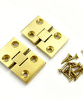 Heavy Duty Brass Flip Top Hinges For Furniture And Cabinet Doors Featuring 180 Degree Folding Concealed Joints, solid brass with mounting screws.