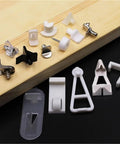 Rose Gold Plastic Shelf Support Clips 30 Pack For Cabinets And Cupboards Partition Plate Fixing Brackets variety shown