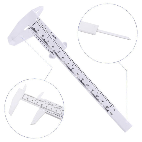 2 Pack Plastic Measuring Calipers With 150 mm And 0 To 6 Inch Scale Vernier Sliding Gauge Ruler Mini Eyebrow Ruler Lightweight ABS Handy Tool