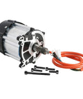 Heavy Duty 72V 1500W Brushless Electric Motor With 16 Tooth Output Shaft And Badass Torque for DIY projects, with copper windings and orange wires.