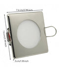 predolo Square LED Recessed Light Dimmable Indoor Lighting Spring Clip, 5W, chrome finish, 7.6 cm square, 3 cm depth