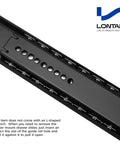 Close-up of Heavy Duty 5 Pack 16 Inch Black Center Mount Drawer Slides For Cabinets showing mounting holes and smooth finish.
