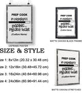 Custom Name Prep Cook In Progress Poster Wall Art Canvas For Kitchen Office Classroom Bedroom Decor Modern Print Gift