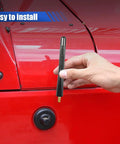 Installing Carbon Fiber Car Short Antenna 4.72 Inch Aluminum Alloy Signal Receiver With 4 Screws And 2 Gaskets on red vehicle