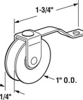 Diagram of B638 1 Inch Screen Door Tension Spring With Roller For Academy Doors 2 Pack, showing measurements and shape.