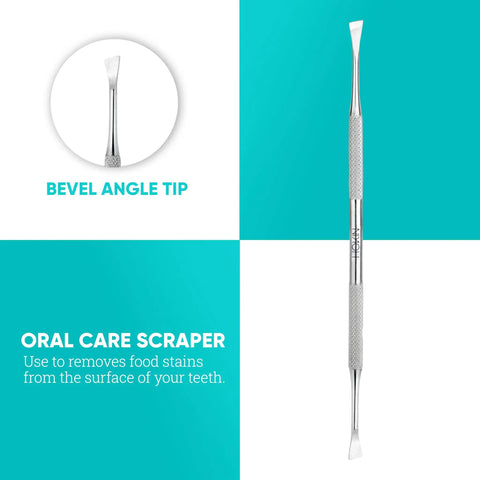 Pro Grade Plaque Remover Teeth Cleaning Tools 4 Piece Stainless Steel Dental Care Kit scraper with bevel angle tip