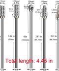 5pc Extra Long Shank Carbide Rotary Burr Set Double Cut One Quarter Inch Shank Die Grinder Bits For Metal Wood Plastic Grinding