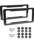 Legit Carbon Fiber License Plate Frame Set For Front And Rear Tag Holder with screws and pads for installation.