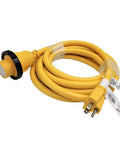 Heavy Duty 16 Foot Shore Power Cord 15A Male 5-15P to L5-30R Locking Ring For RV Camper Marine 10 AWG Copper
