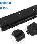 Top Tier Black Metal Butt Hinges, Smooth Folding Action Measures Two Point Three Six By One Point Four Two Inches in black steel.