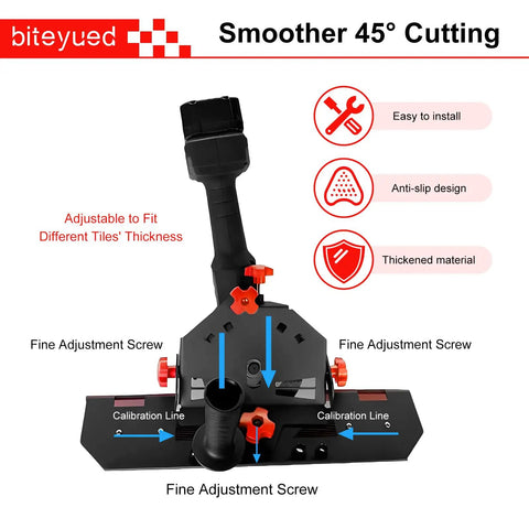 45 Degree Tile Chamfering Tool For 4.5 Inch And 5 Inch Angle Grinders with adjustable base plate, anti-slip design.