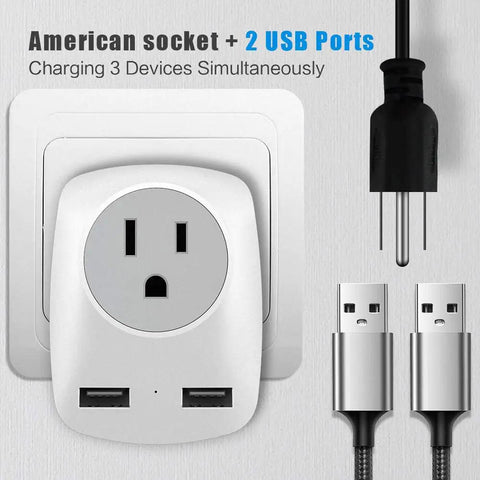 Must Have US To Europe Travel Plug Adapter With USB Wall Charger For iPhone iPad Laptop Type L Italy Chile Compatibility