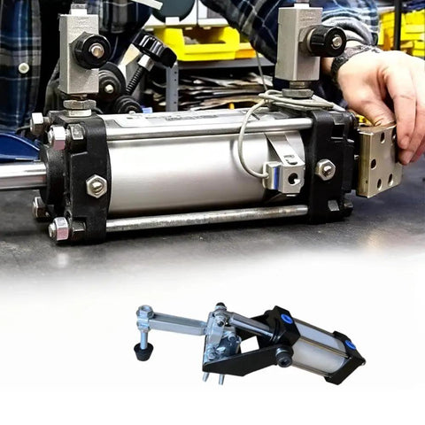 Heavy Duty 200Lb Pneumatic Hold Down Clamp Fixture For Woodworking, Welding And CNC Projects With 91kg Clamping Force, Quick Air Clamp For Fast Setup, Precise And Reliable Workpiece Holding, zinc-plated iron body on workbench