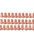 Get Your Plasma Cutter Running Like New With These 60 Pc consumables Kit For PT-31 And LG40 Torches Featuring copper nozzles arranged neatly.