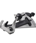 Precision Sharpener Angle Adjuster With Clamp For Custom Woodworking, Door Frame Crafts, And Cabinet Decorations To Perfectly Grind Any Cutter Size Fast, showcasing heavy metal construction and adjustable angle.