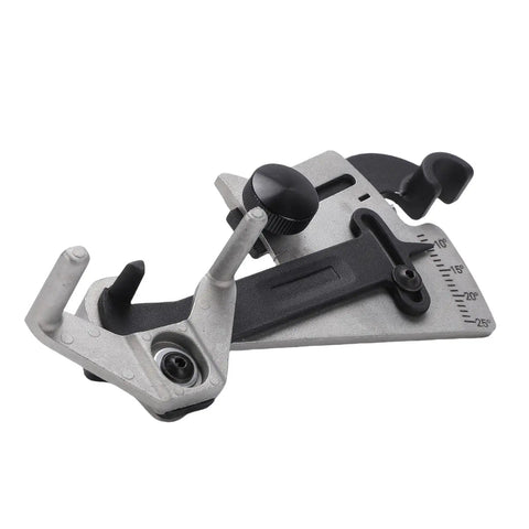Precision Sharpener Angle Adjuster With Clamp For Custom Woodworking, Door Frame Crafts, And Cabinet Decorations To Perfectly Grind Any Cutter Size Fast, showcasing heavy metal construction and adjustable angle.