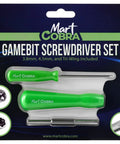 Must Have Portable Gamebit Screwdriver Set With 3 8mm And 4 5mm Heads Plus Magnetic Tri Wing Bit by Mart Cobra in packaging