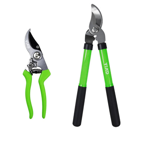 Two In One Garden Pruning Kit With Lopper And Shears Heavy Duty 1.5 Inch Branch Cutter And 0.5 Inch Precision Snips Ergonomic Handles