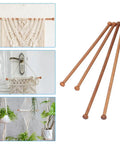Set Of Four Top Shelf Wooden Dowel Closet Hangers With Burr Free Smooth Sandalwood Finish 12 Inch And 9 Inch Rods For Wardrobe Storage Durable Classic Design showing uses for hanging macramé and plants.