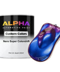 Custom Colorshift Automotive Paint Basecoat Midcoat Gallon Ready To Spray with quart color sample showing color shift effect.