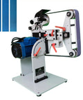 Badass 2X72 Belt Grinder With Vfd Variable Speed Control paired with three zirconia abrasive belts for metal grinding.